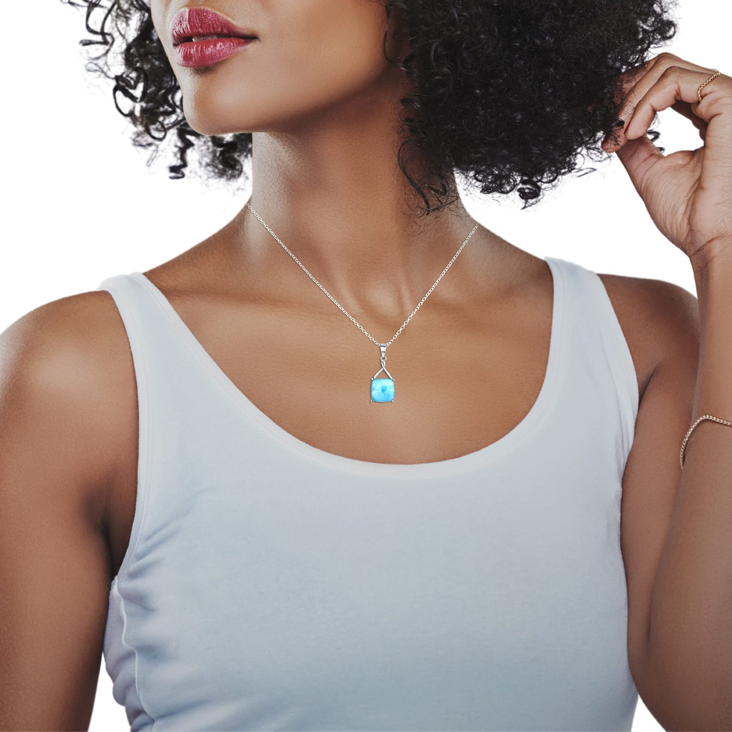 Larimar Cushion-Cut Necklace | Amazon