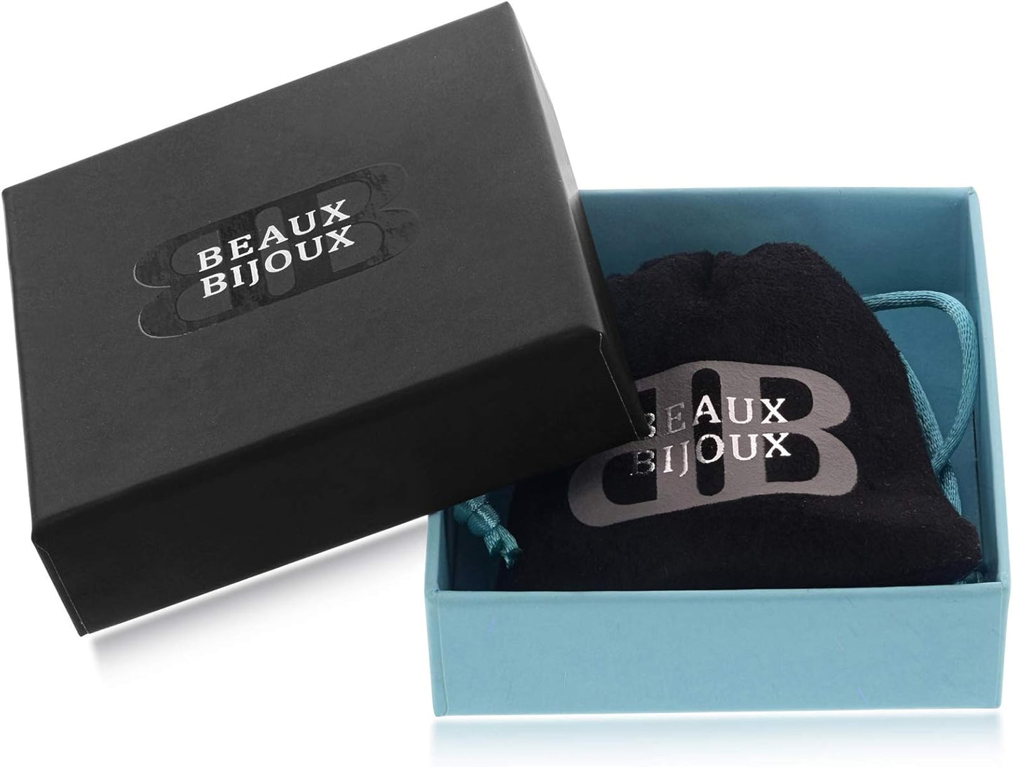 Beaux Bijoux Collar Larimar Natural en Plata 925 con Rodio, Cadena 18”, Colgante con Circonia Azul, Joyería Fina para Mujer, Caja de Regalo