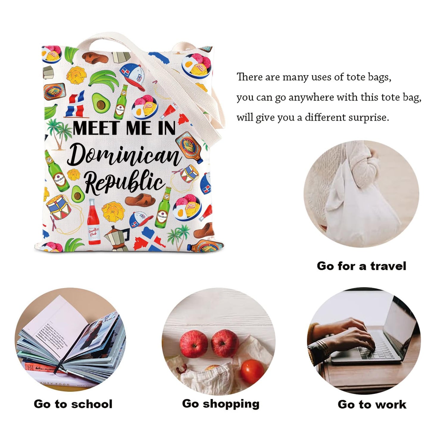 Bolsa de tela KUIYAI para vacaciones en República Dominicana, regalo de viaje a República Dominicana, regalo de recuerdo para escapadas, regalo para amantes de República Dominicana