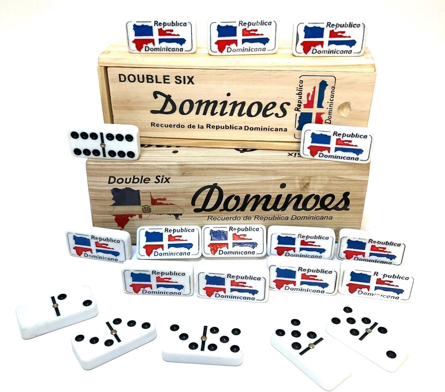 Dominican Republic Flag Dominoes Set (Double Six) – 28 Tiles, Party Ready