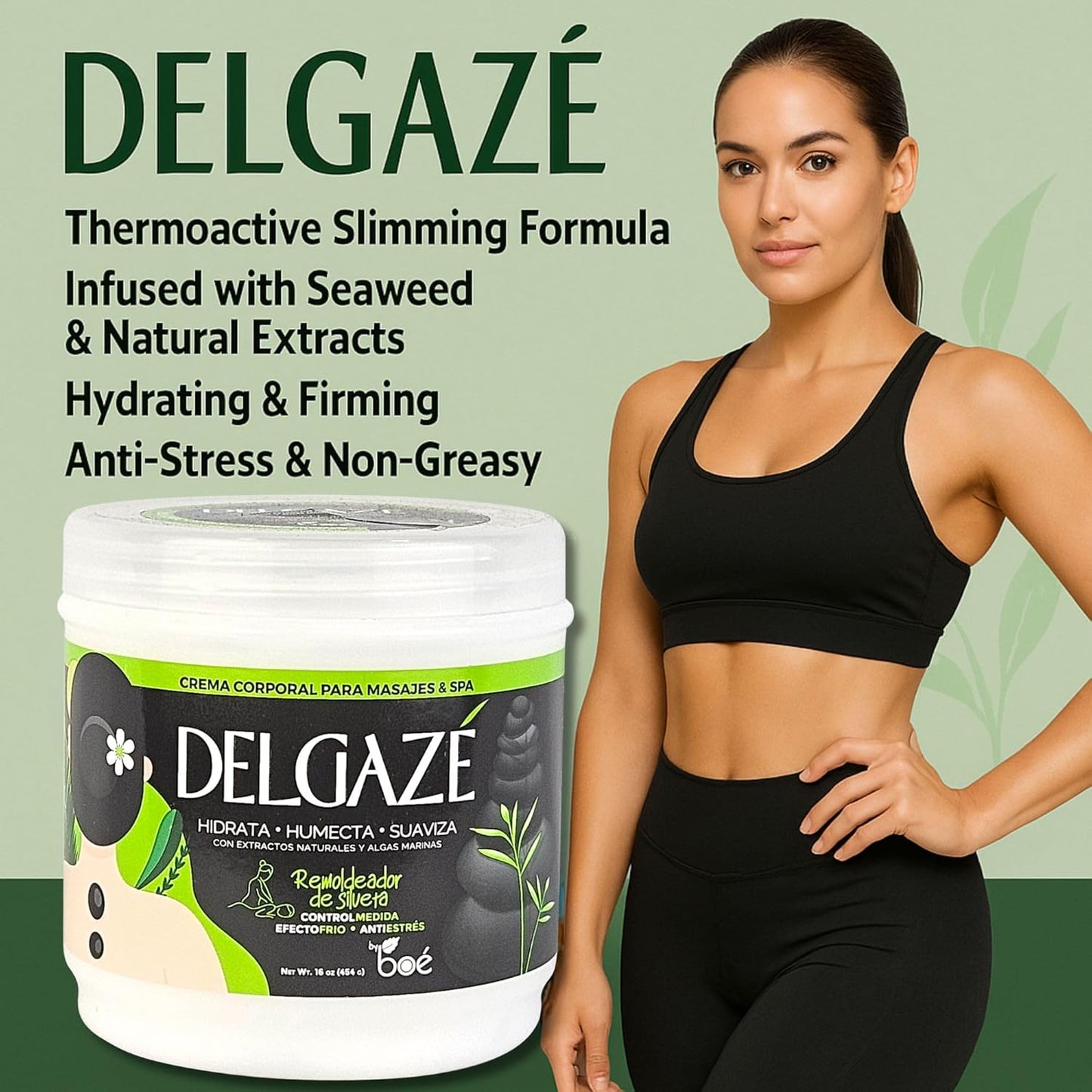 Delgazé Thermoactive Massage Cream with Seaweed – Firming & Hydrating Body Cream 16 oz