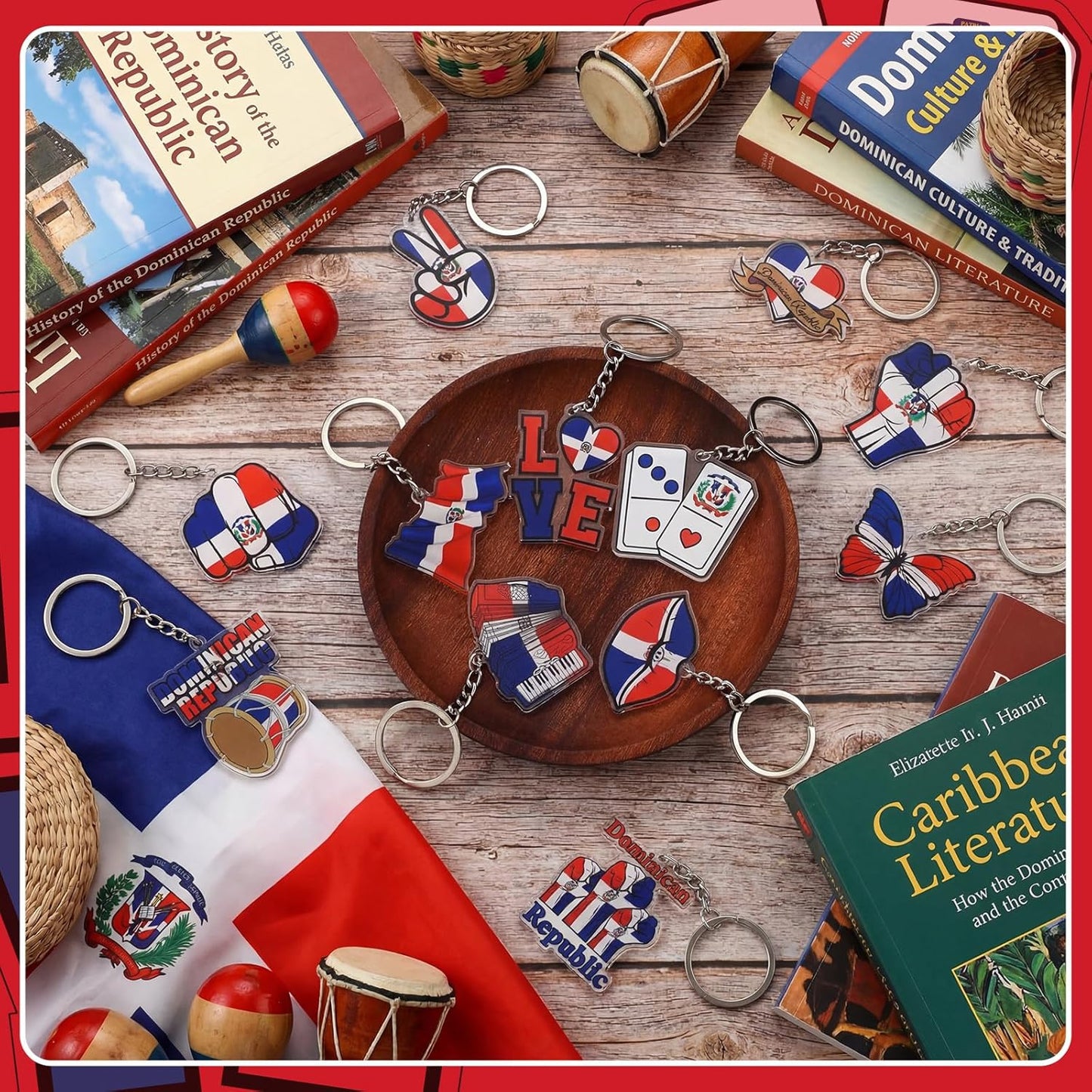 Llaveros Kigeli con la bandera dominicana (paquete de 36) – Recuerdos de fiesta acrílicos al por mayor