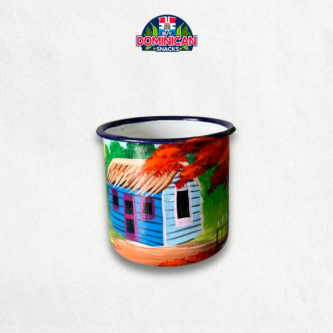 Metal Mug with Dominican Countryside Design - 2 ounces