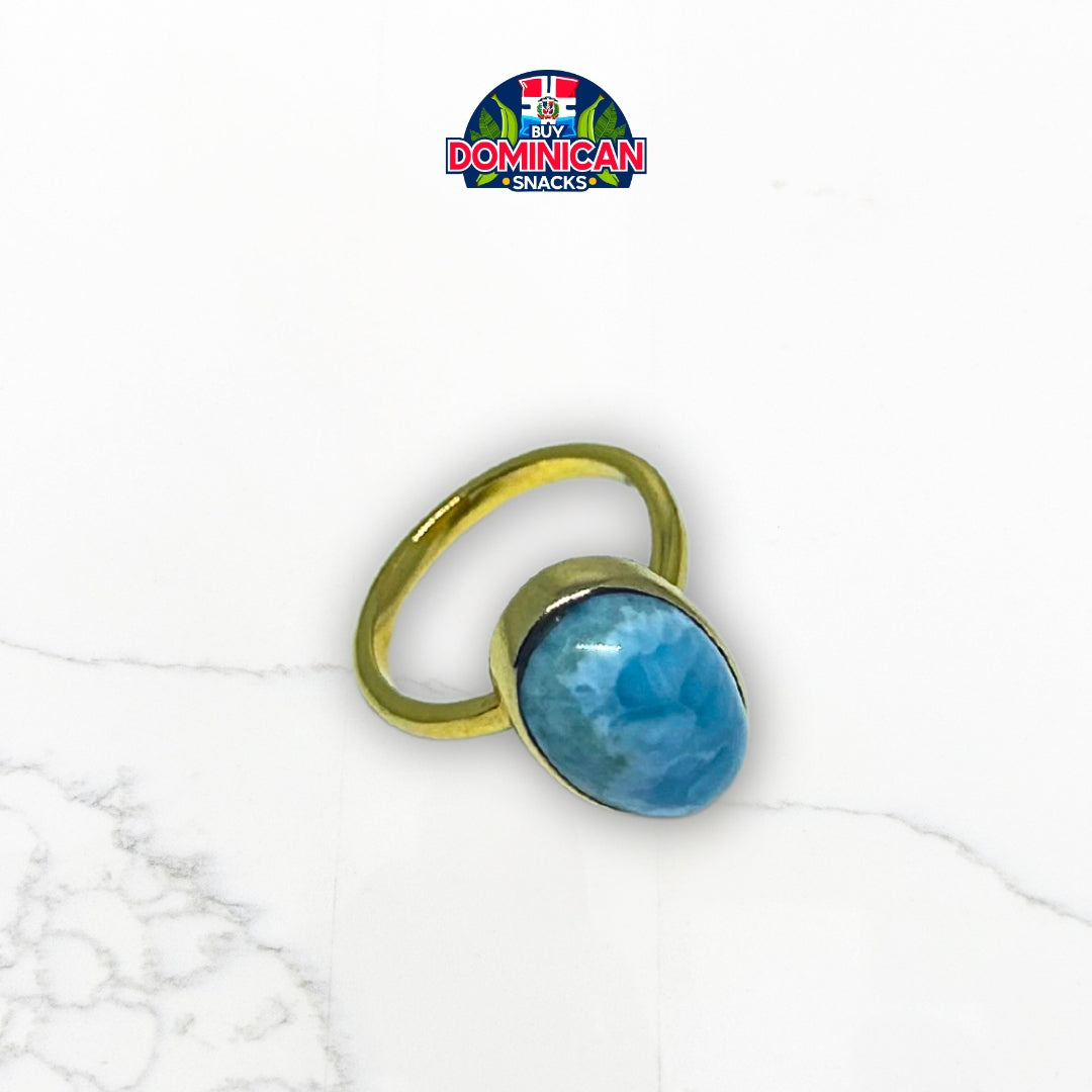 Adjustable Sterling Silver Ring with Larimar