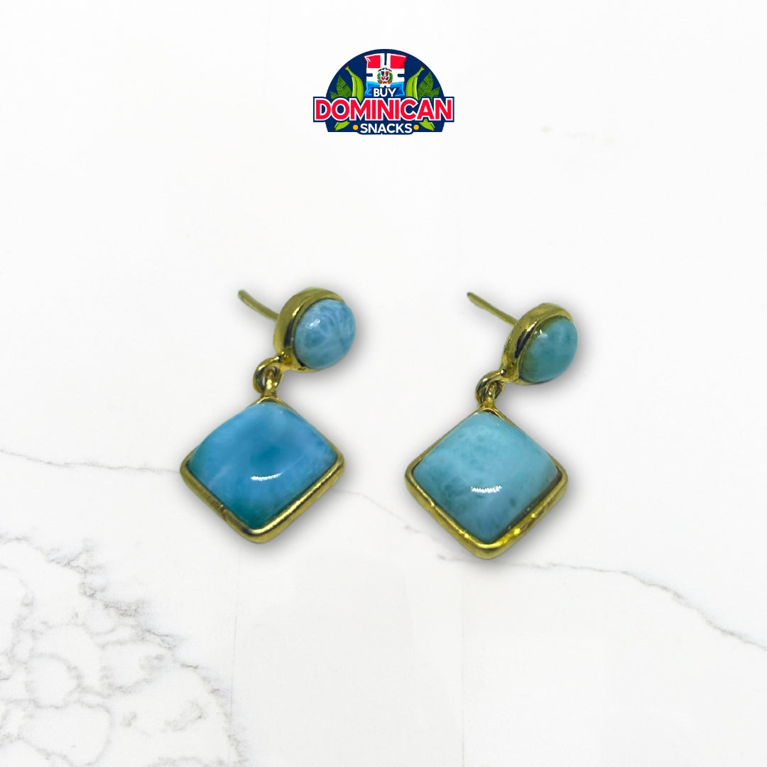 Gold-Plated Silver Triangular Larimar Earrings