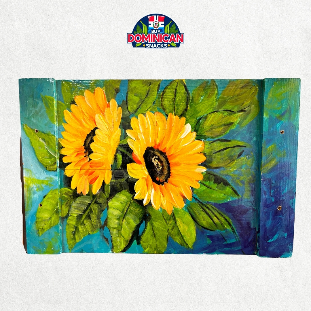 Wooden Tray with Sunflower Design