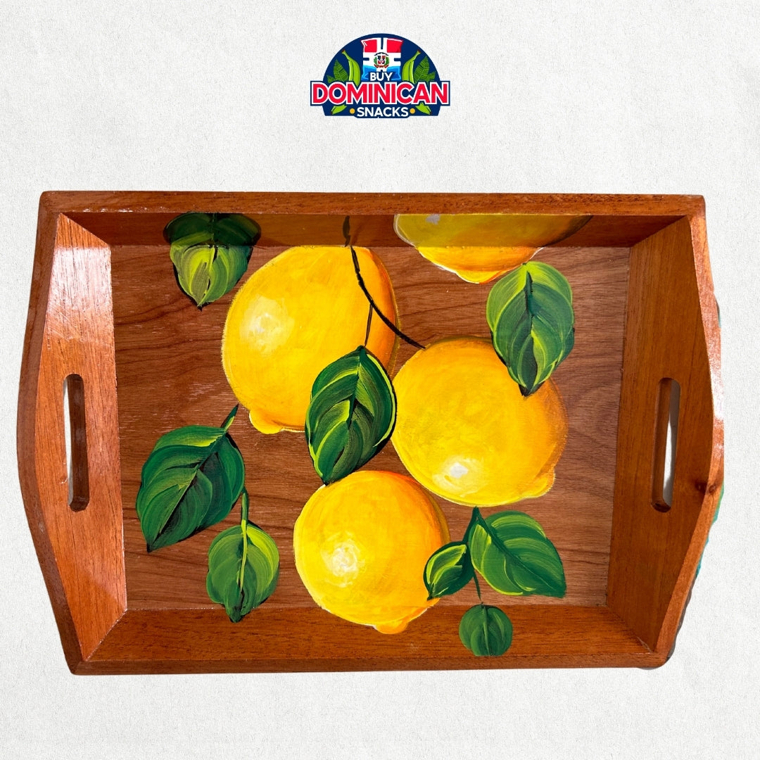 Wooden Tray with Lemon Design