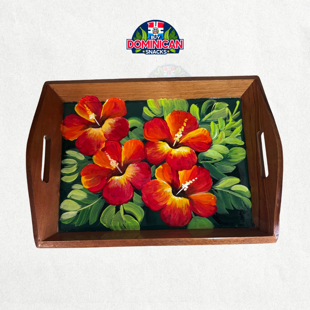 Bandeja Dominicana de madera con diseño de limón