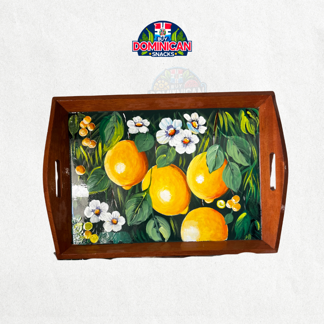 Bandeja Dominicana de madera con diseño de limón
