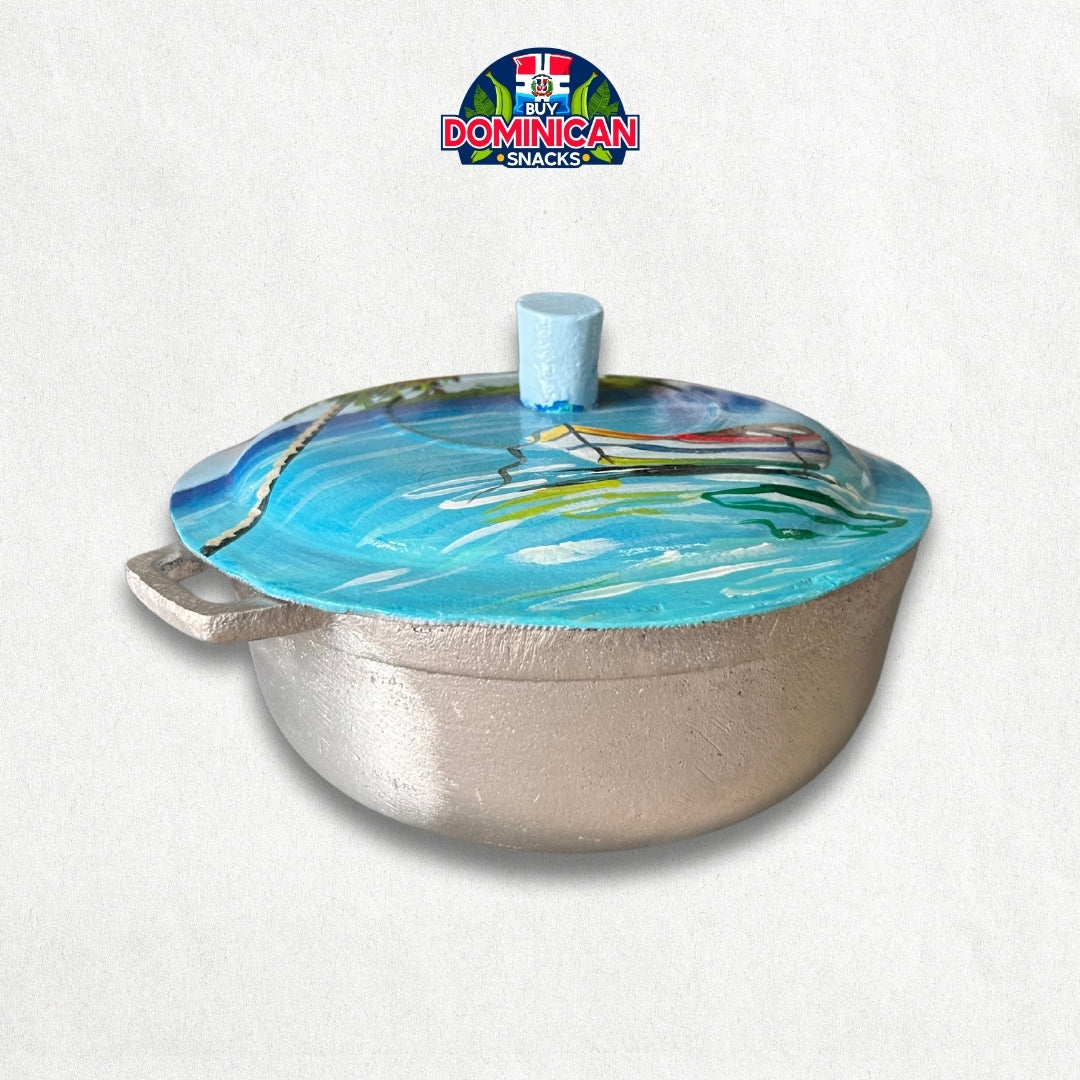 Caldera with Beach Scene Painting - For decorative purposes only