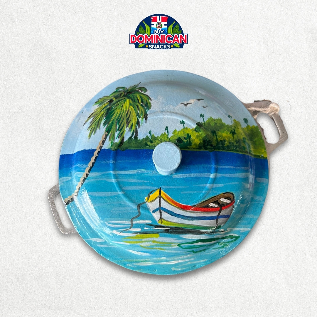 Caldera with Beach Scene Painting - For decorative purposes only