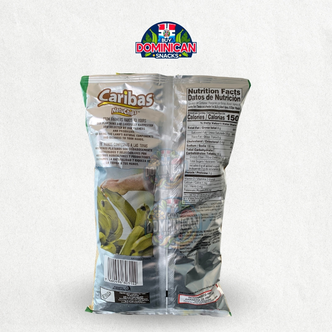 100% Dominican Caribas Natuchips Garlic Plantain Chips 110g - Authentic Dominican Republic chips