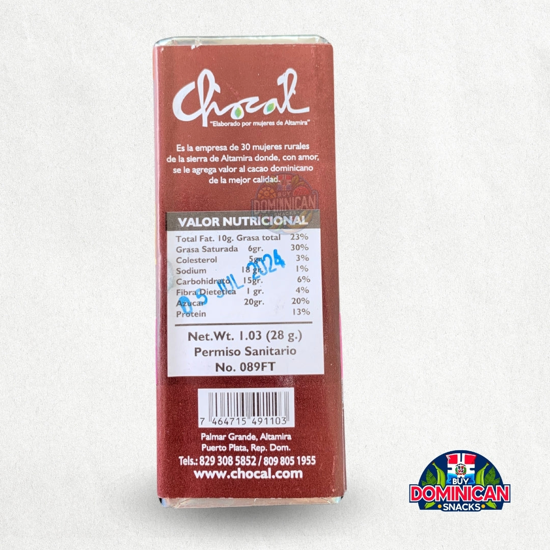 Chocal Handcrafted Cacao Chocolate Chips 28g - Dominican chocolate bar