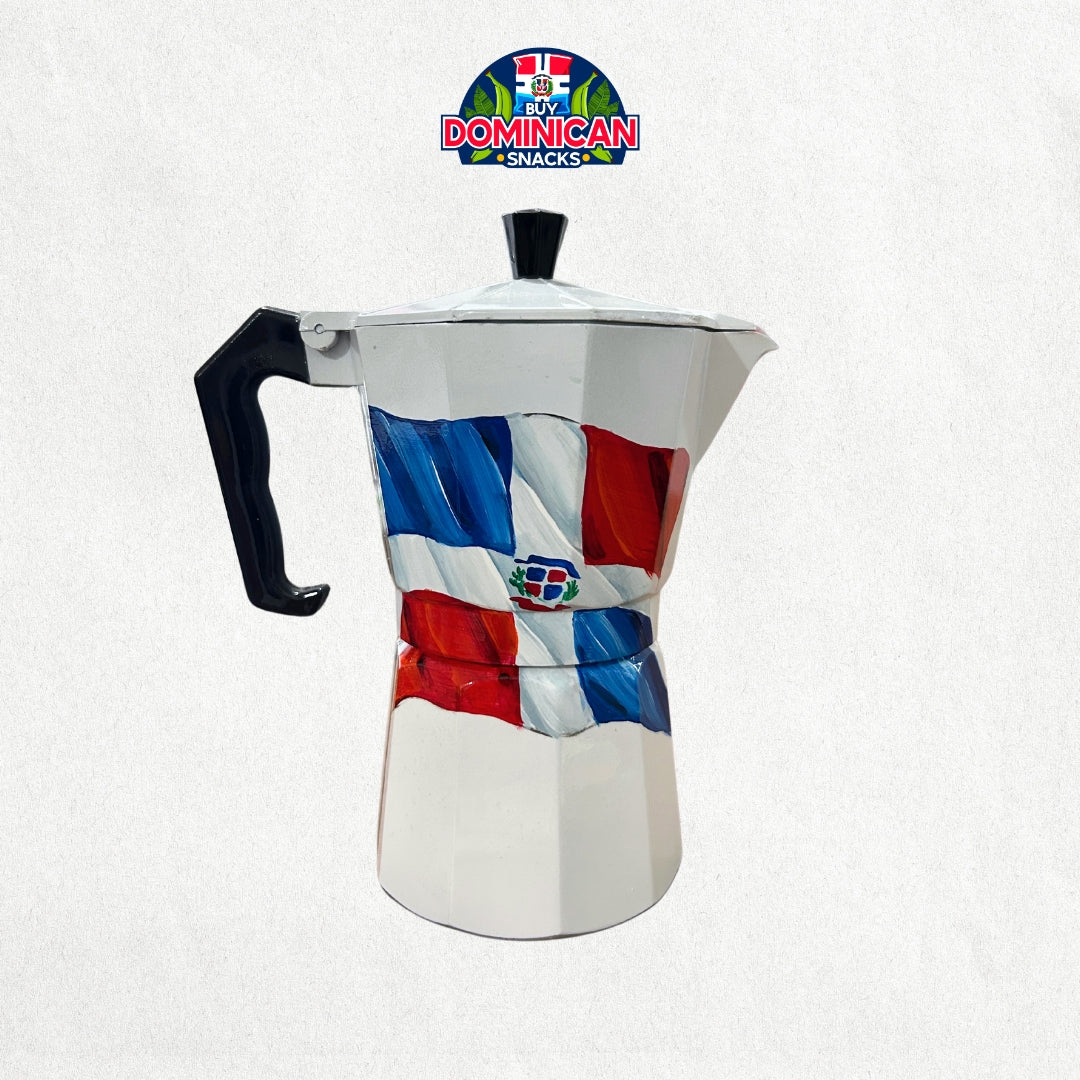 Cafetera con diseño de bandera dominicana - 6 tazas