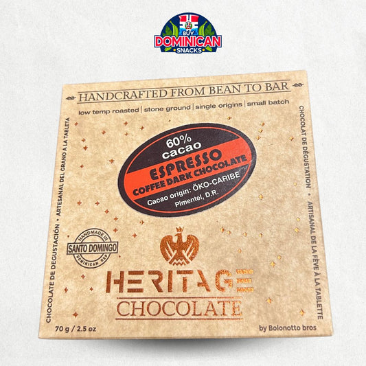 Heritage Chocolate Espresso 60% Cacao - 70g of coffee chocolate