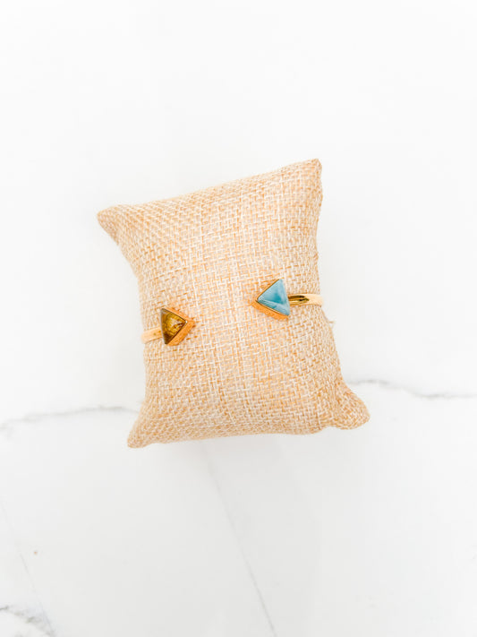 Gold-Plated Beach Bracelet with Larimar and Amber Ends - Straight from the Dominican Republic