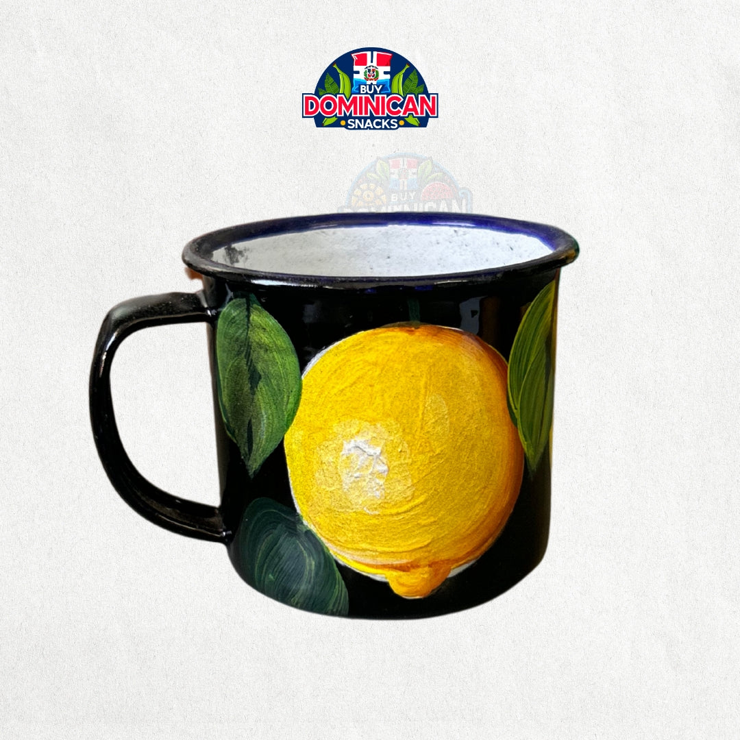 Enamel-Coated Aluminum Mug with Lemon Design