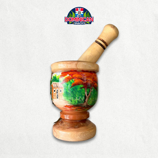 Decorative Mortar and Pestle with Traditional Dominican Field Design