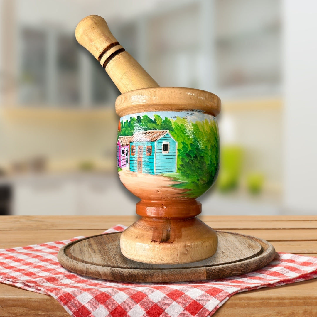Pilón decorativos con diseño tradicional de campo dominicano