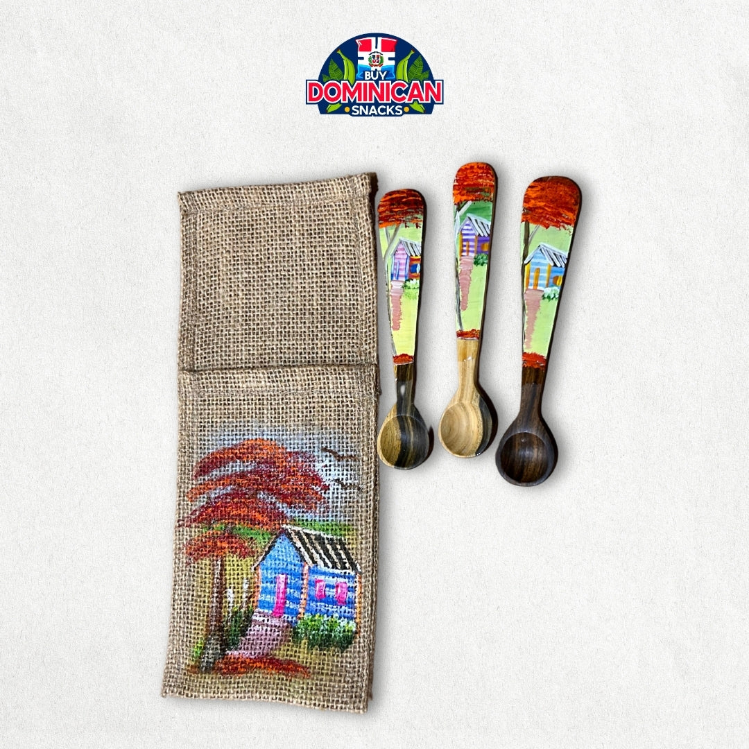 Jute Cutlery Holder with Flamboyant Flower Design