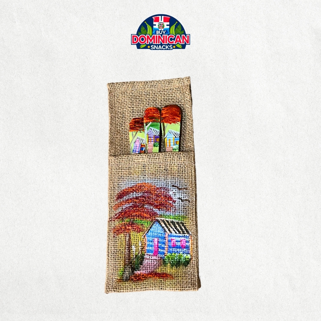 Jute Cutlery Holder with Flamboyant Flower Design