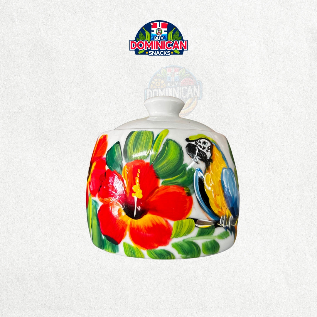 Elegancia isleña: Azucarero pintado a mano de República Dominicana