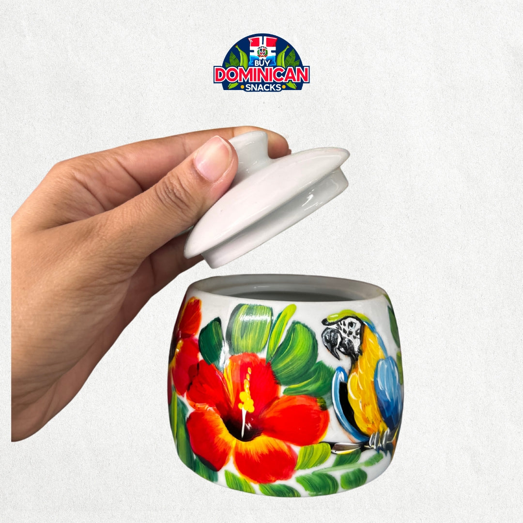 Elegancia isleña: Azucarero pintado a mano de República Dominicana