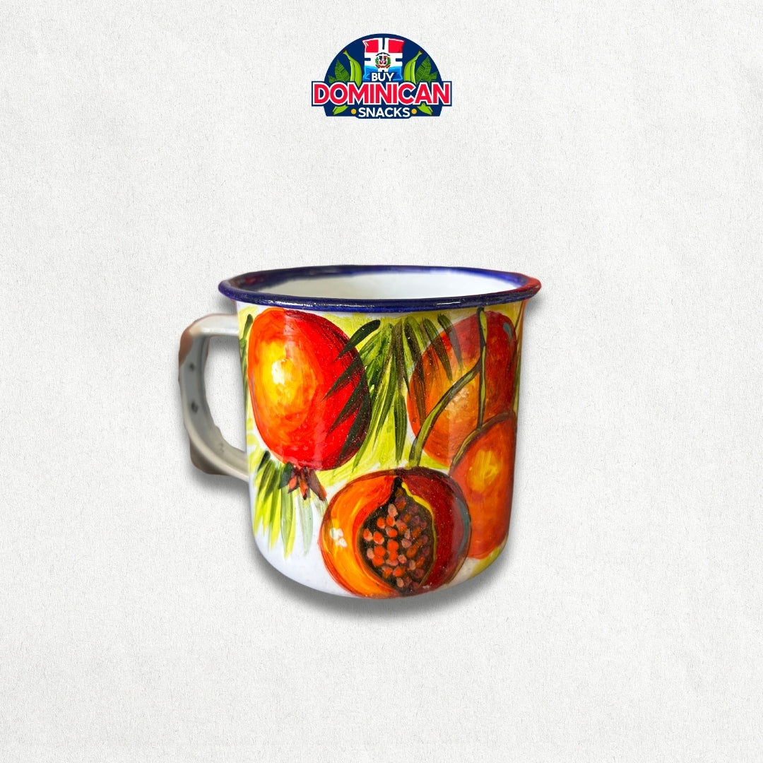 Dominican Enamel-Coated Aluminum Mug with Fruit Design – Vibrant and Fun