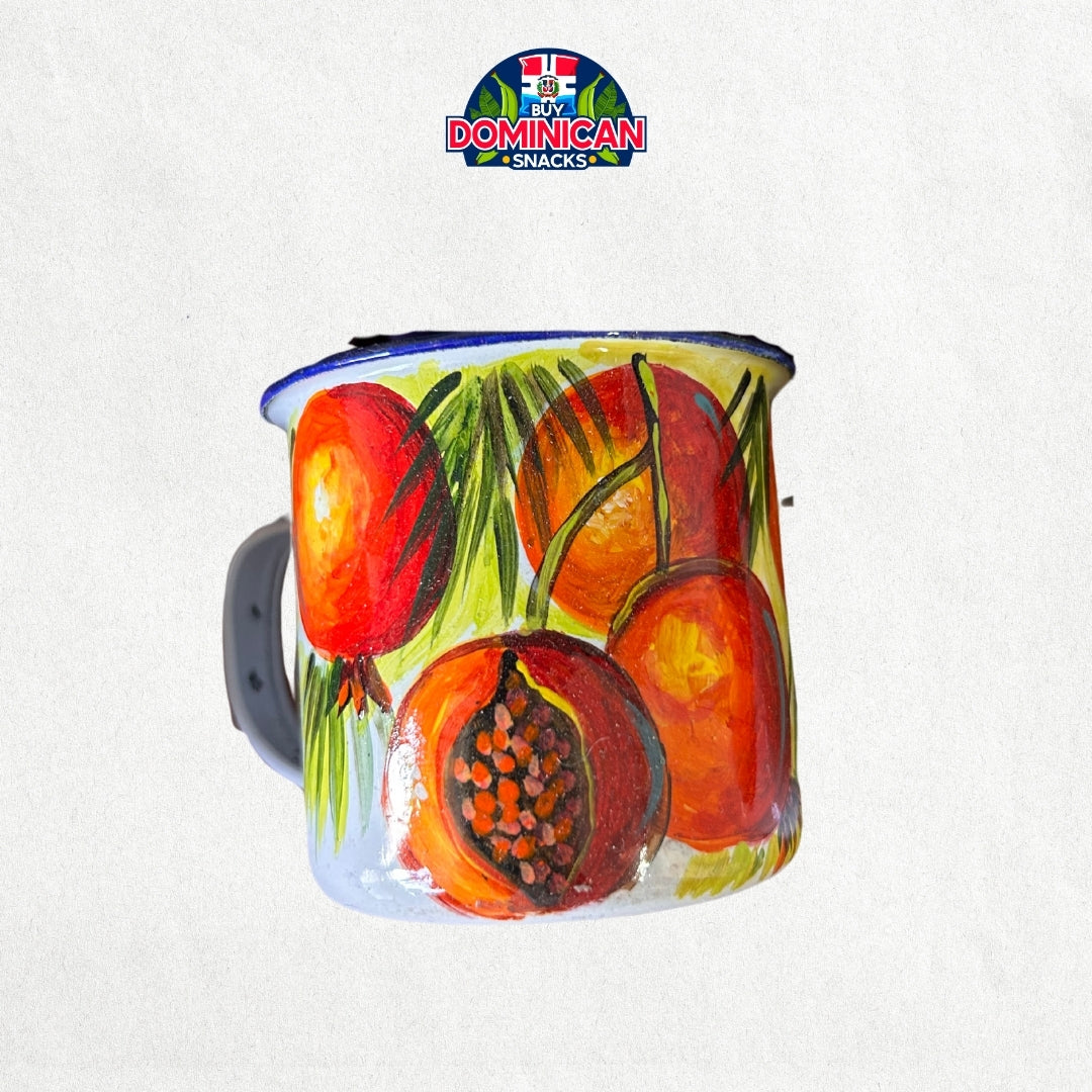 Dominican Enamel-Coated Aluminum Mug with Fruit Design – Vibrant and Fun