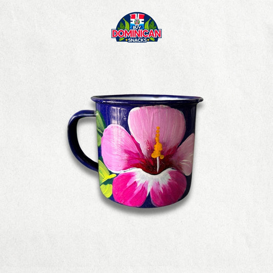 Enamel-Coated Aluminum Mug with Pink Canna Lily Design – Elegant and Stylish