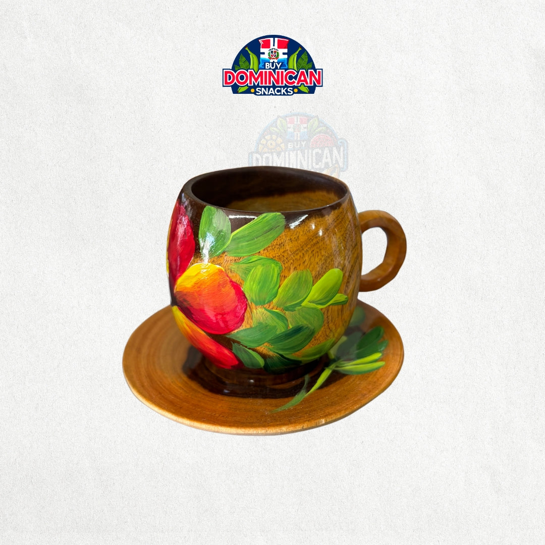 Wooden Espresso Cup with Cayenne Design