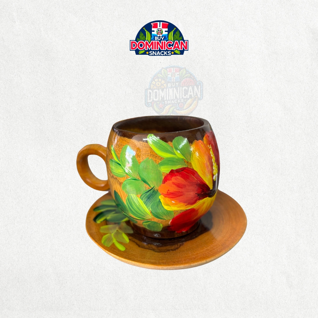 Wooden Espresso Cup with Cayenne Design
