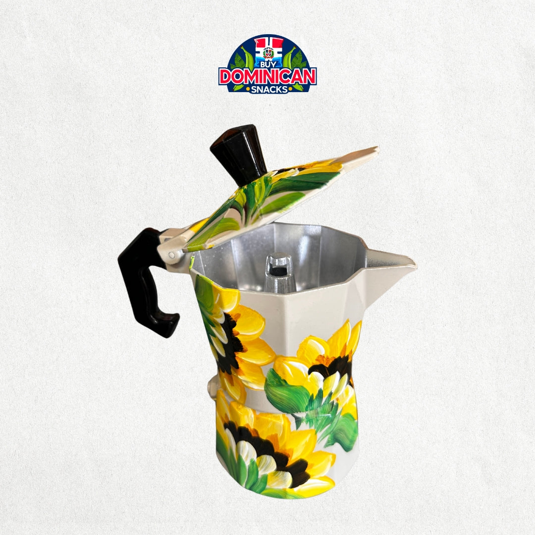 Dominican Hand-Painted Sunflower design Coffee Coffee maker - 6 cups