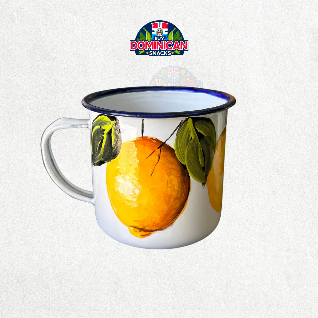 Enamel-Coated Aluminum Mug with Lemon Design