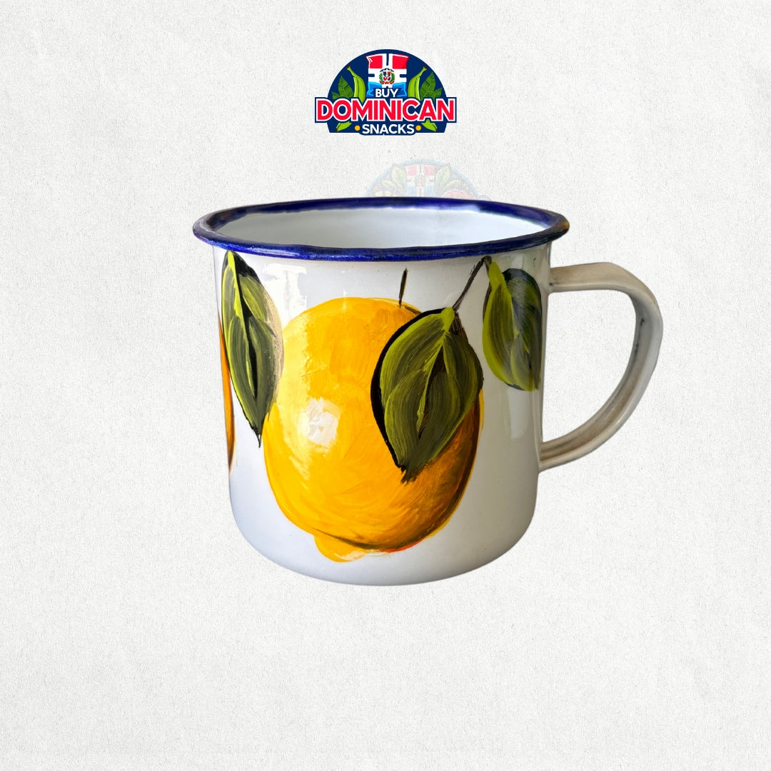 Enamel-Coated Aluminum Mug with Lemon Design