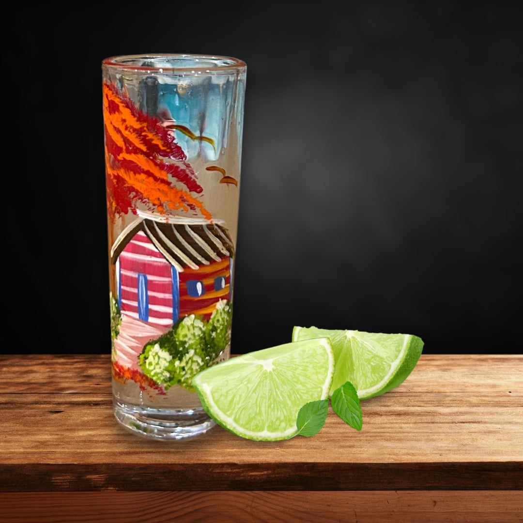 Flamboyant Flower High Shot Glass – Handcrafted Dominican Design