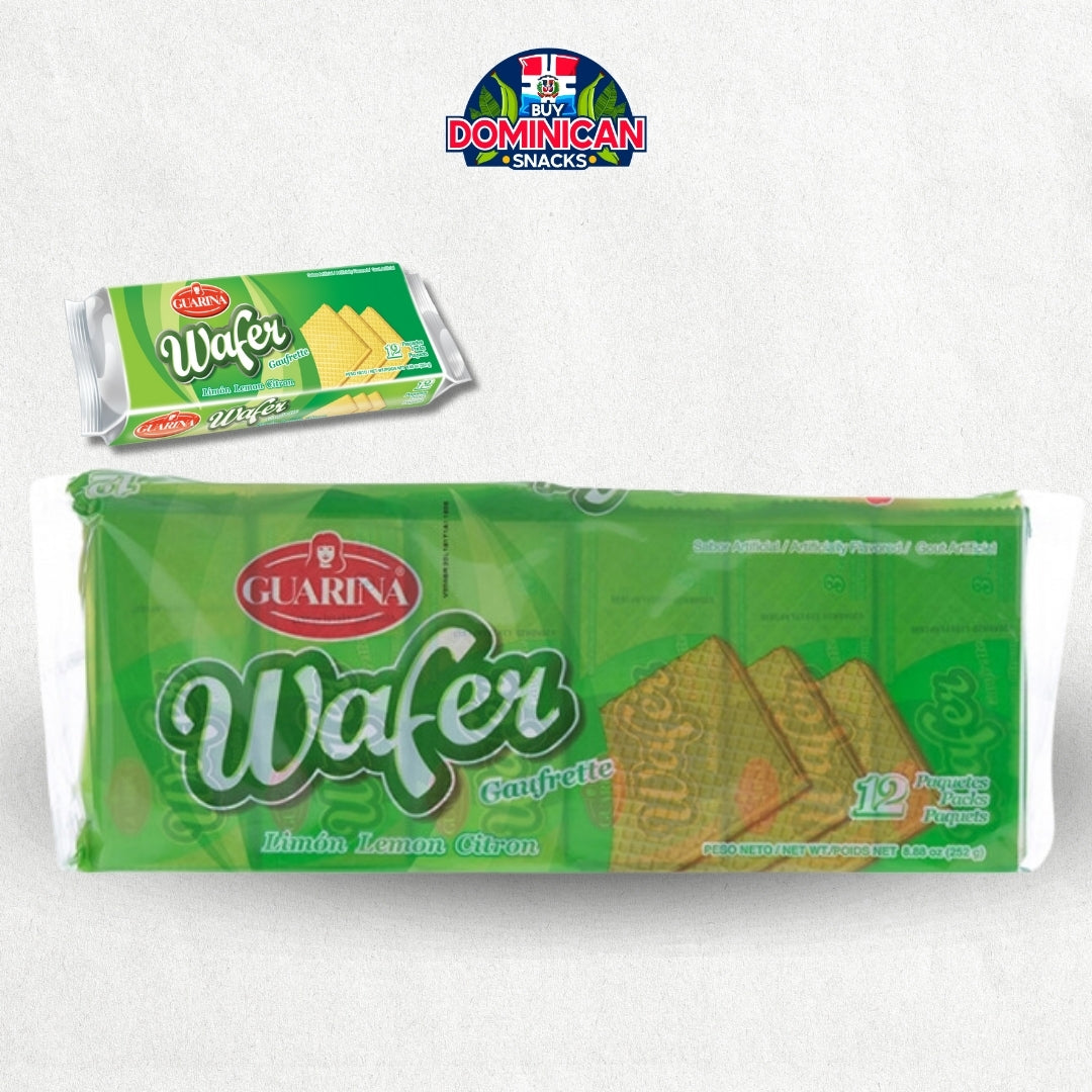 Galletas Guarina Wafer de Limón - 12 Paquetes de Galletas Dominicanas