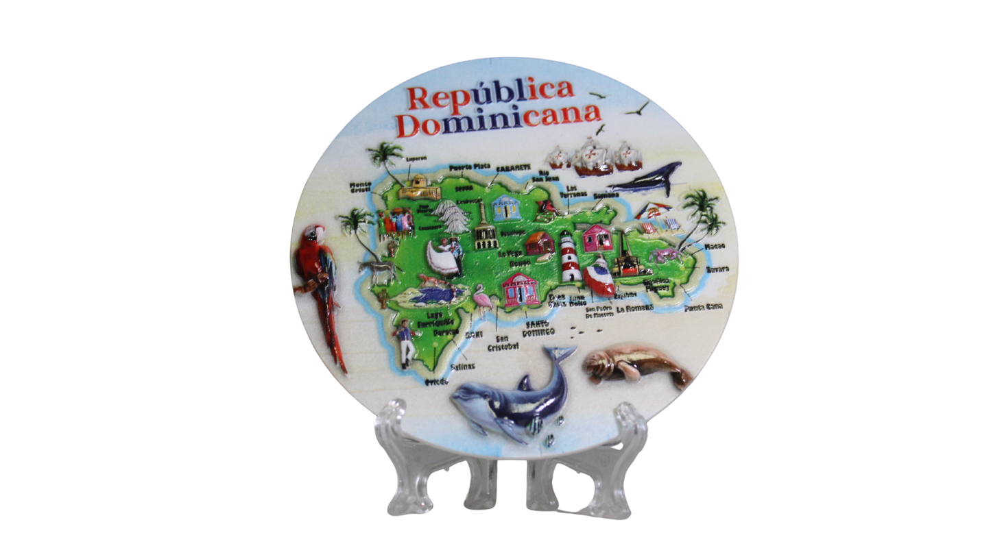 Dominican Republic Map Decorative Plate - Colorful Island Artwork