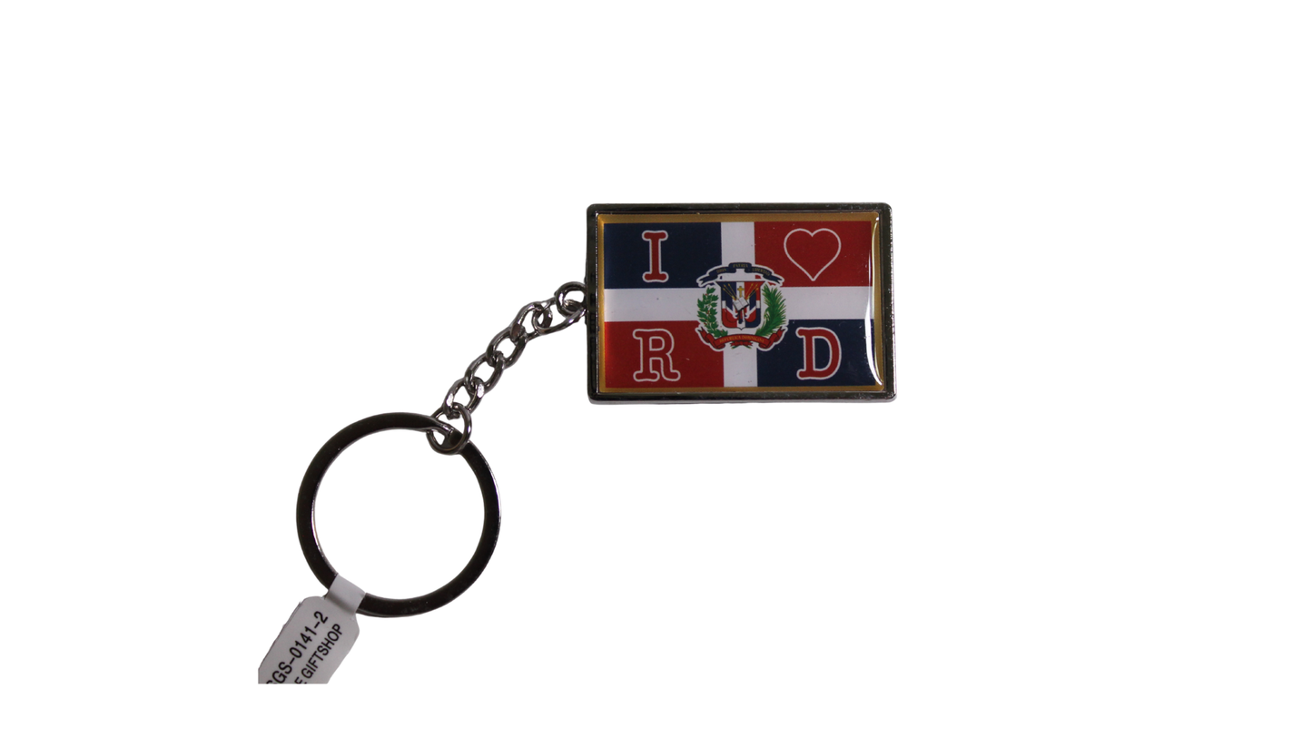 Llavero con la bandera de República Dominicana "Amo a RD"