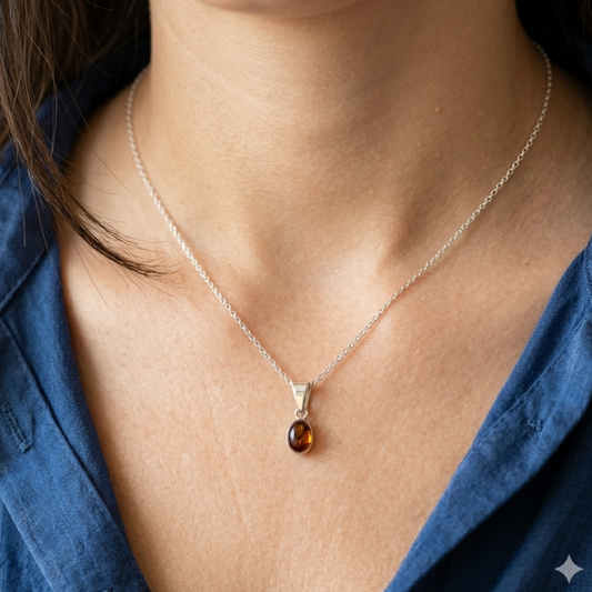 Dominican Amber Pendant Sterling Silver – Natural Caribbean Gem