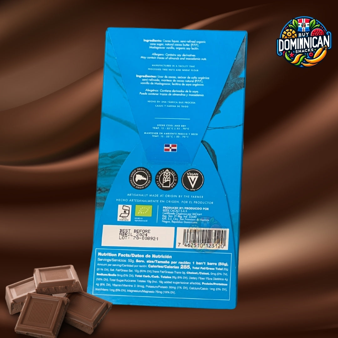 Kah Kow 62% Chocolate orgánico - 50g de artesanía dominicana