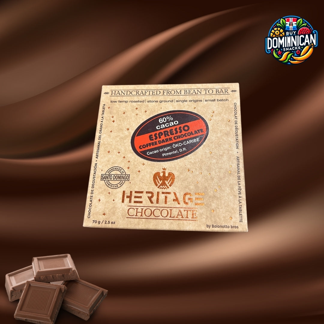 Heritage Chocolate Espresso 60% Cacao - 70g of coffee chocolate