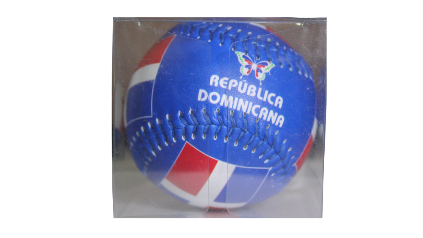 Béisbol con la bandera de República Dominicana y diseño de mariposa - 'REPÚBLICA DOMINICANA'
