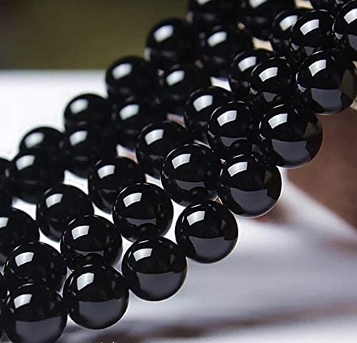 Cuentas sueltas de larimar Barahona de ABCGEMS, 10 mm, redondas y lisas, con inclusiones dendríticas negras, tira de 39 cm, agujero de 1 mm, República Dominicana, suministros para bisutería 