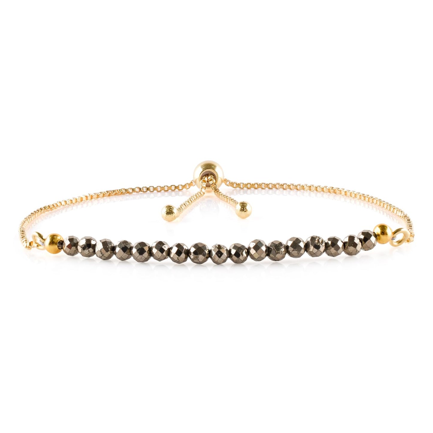 InfinityGemsArt Larimar Slider Bracelet, 14K Gold-Plated Brass, 3mm Faceted Micro Beads, Adjustable 6–9”, Dainty Birthstone Jewelry Gift for Women