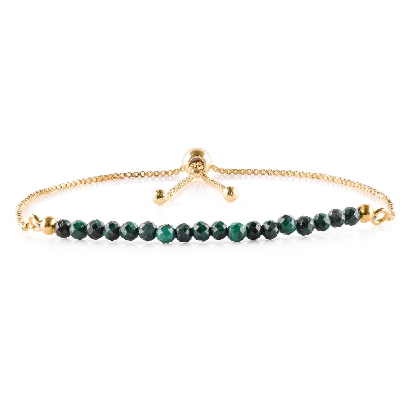 InfinityGemsArt Larimar Slider Bracelet, 14K Gold-Plated Brass, 3mm Faceted Micro Beads, Adjustable 6–9”, Dainty Birthstone Jewelry Gift for Women