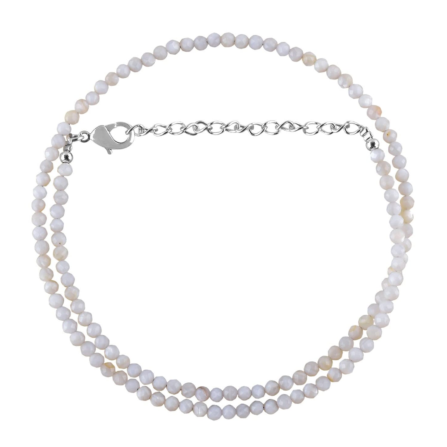 Gargantilla de cuentas de larimar ZEMBIENCE, piedras preciosas naturales facetadas de 3 mm, latón bañado en plata con revestimiento electrolítico, extensor de 40,6 cm + 5 cm, cierre de mosquetón, regalo minimalista.