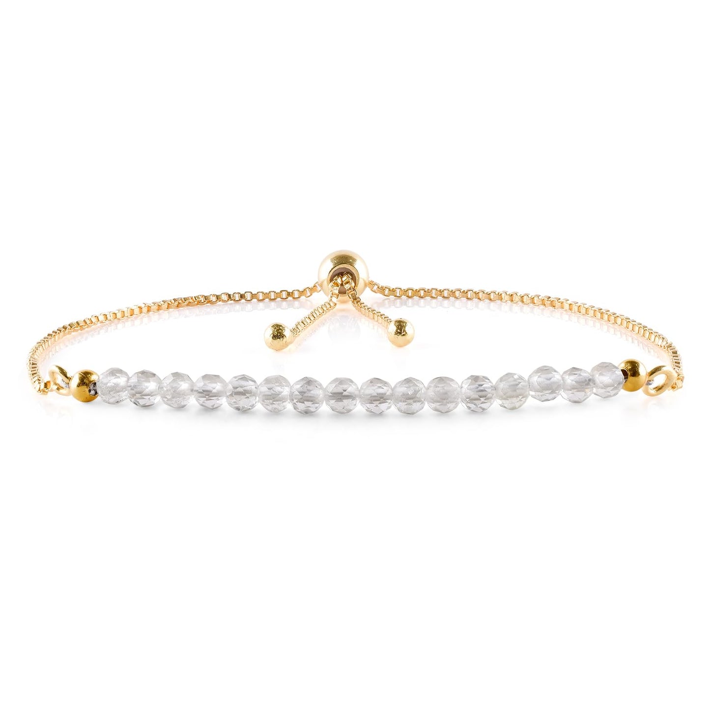 InfinityGemsArt Larimar Slider Bracelet, 14K Gold-Plated Brass, 3mm Faceted Micro Beads, Adjustable 6–9”, Dainty Birthstone Jewelry Gift for Women