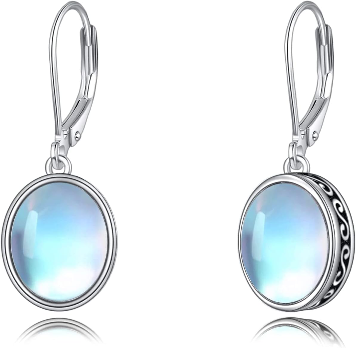 POPLYKE Celtic Filigree Larimar Teardrop Dangle Earrings in 925 Sterling Silver, Leverback, Hypoallergenic, Gift Box, Women’s Jewelry
