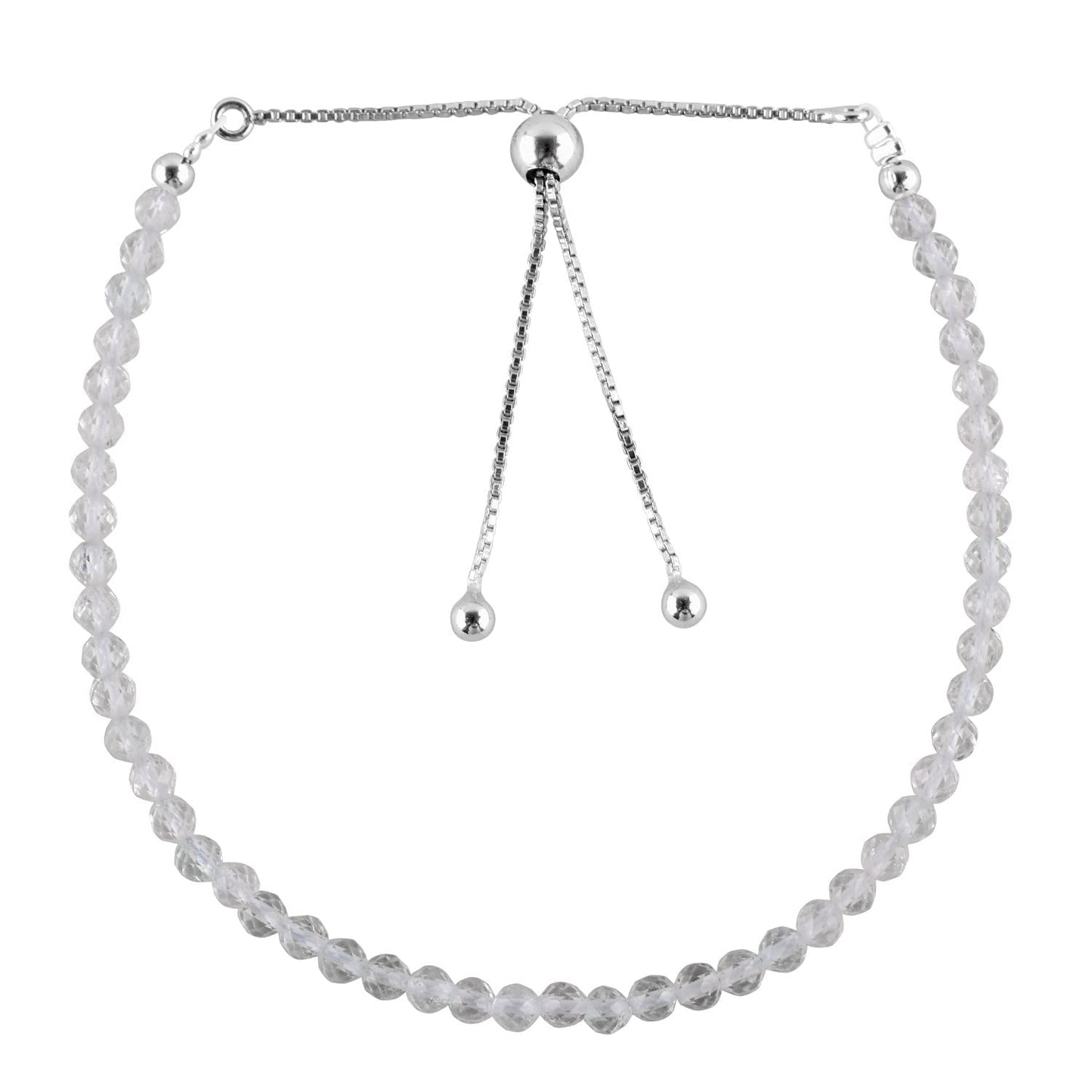 Pulsera bolo de larimar OdrillionGems en plata de ley 925 rodiada, cuentas facetadas azul cielo de 3 mm, cadena ajustable, regalo minimalista hecho a mano para mujer. 